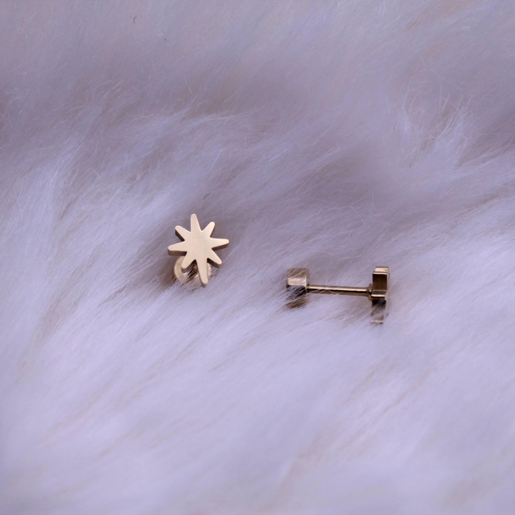 Stainless steel gold Christmas Star Stud Earrings