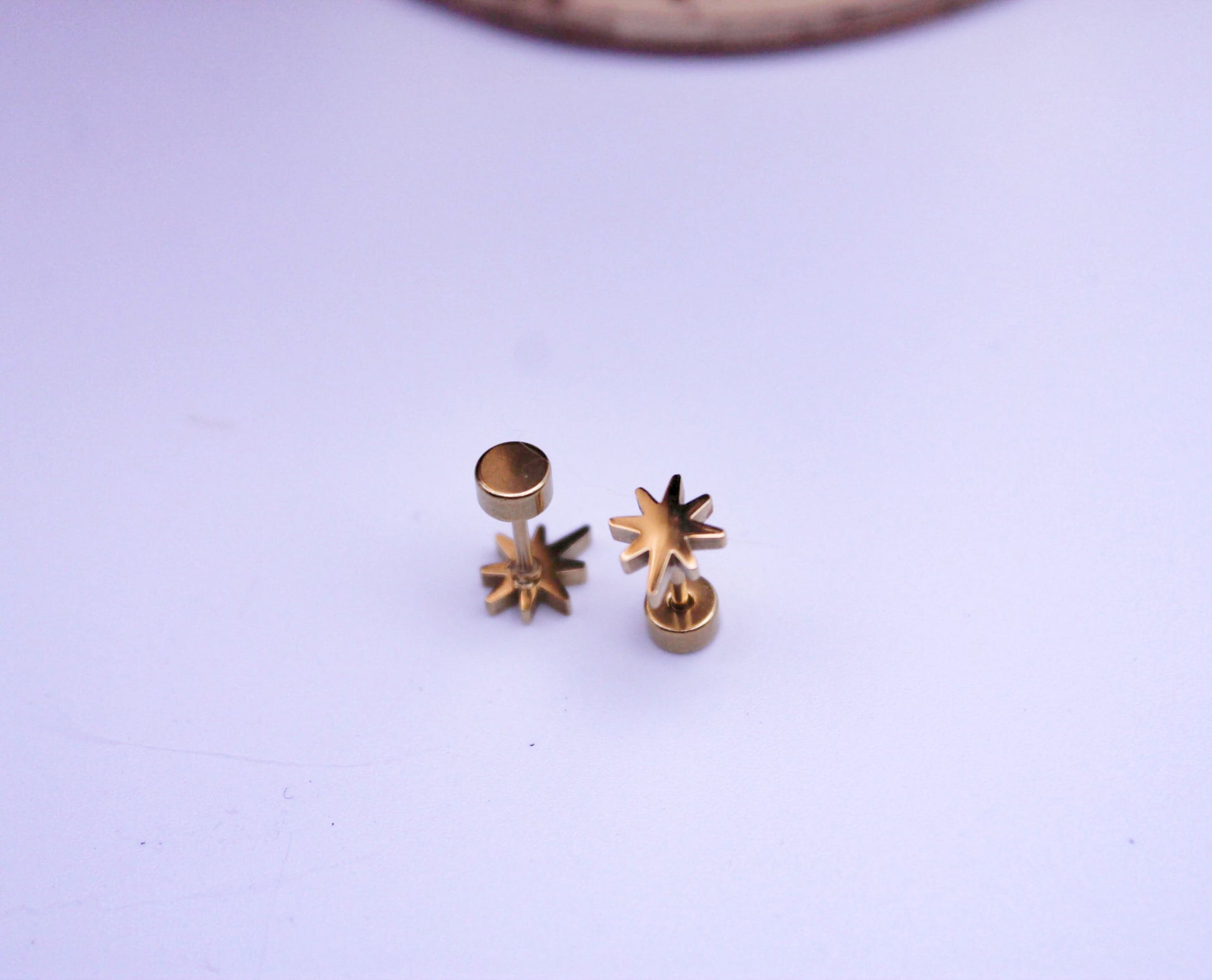 18K gold plated star of bethlehem stud earrings hypoallergenic safe and comfortable