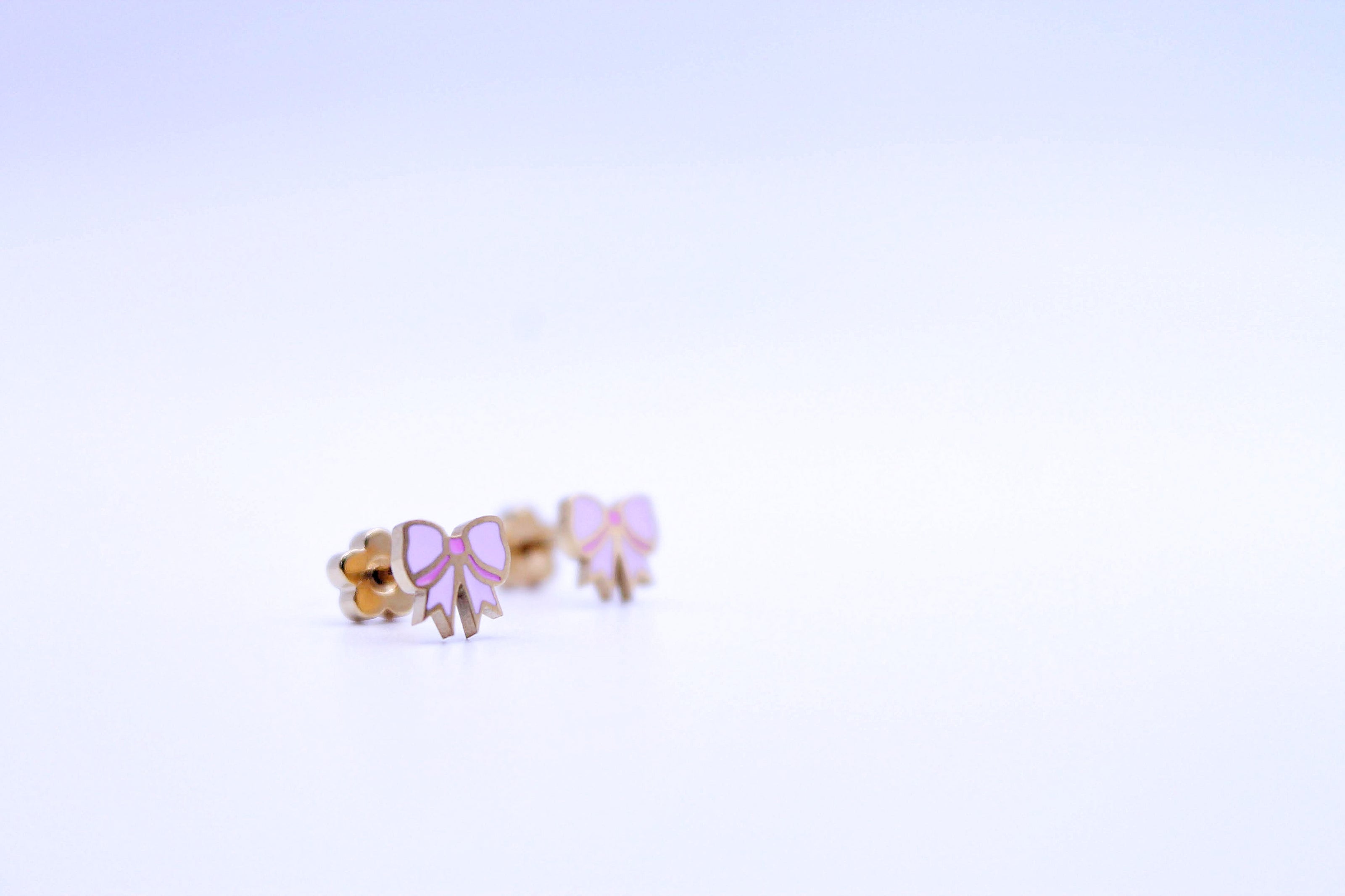 18K gold plated stainless steel pink stud earrings screwback hypoallergenic