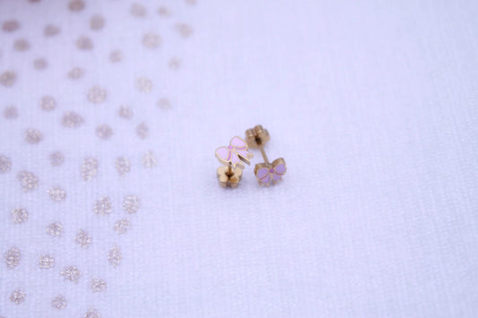 Pink Coquette Bow Stud Earrings